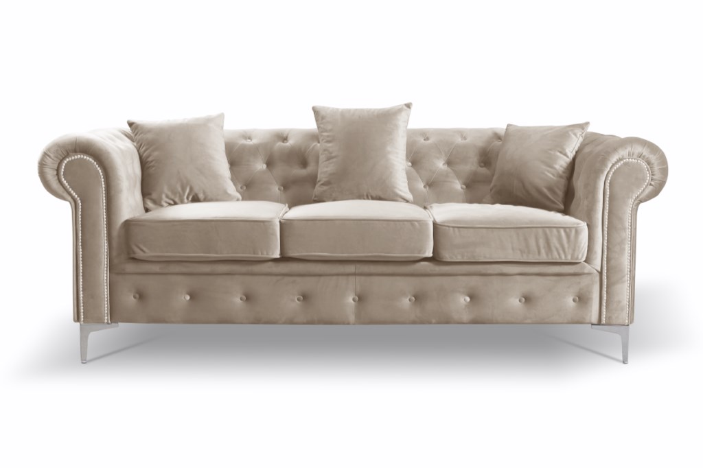Enchanted Beige Plush 3 Seater Sofa